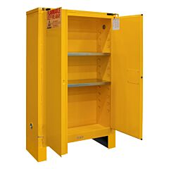 Durham 1045Sl-50 Fm Approved, Flammable Storage Cabinet With Legs, 45 Gallon, 2 Doors, Self Close, 2 Shelves, Safety Yellow
