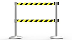 Banner Stakes Al6203M-D Qline Retractable Dual Belt Barrier X2, Matte Post, Yellow/Black Diagonal Stripe