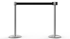 Banner Stakes Al6208C Qline Retractable Belt Barrier X2, Polished Chrome Post, Blank Black Belt