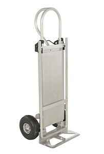 Vestil Alum-P-Tb Aluminum P Handle Hand Truck With Folding Down Platform Pneumatic Wheels 48" X 19-3/4" X 50-3/4" 500 Lb. Capacity, Silver