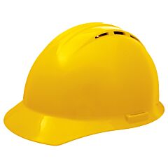 Erb 19252 Americana Hard Hat Vented With Accessory Slots And 4-Point Slide-Lock Suspension, Yellow