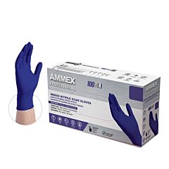 Ammex Ainpf46100 Indigo Nitrile Powder Free Exam Gloves, 3 Mil, Size Large
