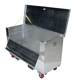 Vestil Apts-2460-Cf-Fd Aluminum Portable Tool Box With Fold Down Front Door With Casters And Fork Pockets 25-7/8 In. X 61-1/4 In. X 32-11/16 In. 2500 Lb. Capacity Silver