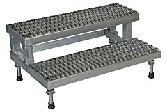 Vestil Asp-36-A Aluminum Adjustable Step Mate Stand 2 Step 22-3/4" X 36-1/8" X 14-1/2" 500 Lb. Capacity, Silver