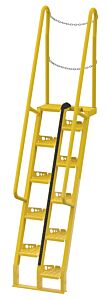 Vestil Ats-7-56 Steel Alternate Tread Stair 56 Degrees 65-3/4" X 23-1/2" X 126-3/4" 350 Lb. Capacity, Yellow