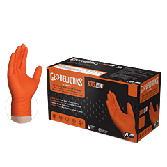 Ammex Gwon49100 Gloveworks Orange Nitrile Powder Free Industrial Gloves, 8 Mil, Size 2X-Large