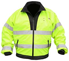 Mcr Safety Brcl3Ll Reversible Lime To Black Bomber Jacket, Class 3, Pu/Cotton Polyester, Lime Side Treated With Teflon, Zipper Closure, 2 Zippered Pockets, Side Access Zippers, Roll-Out Drawstring Hood, Size Large