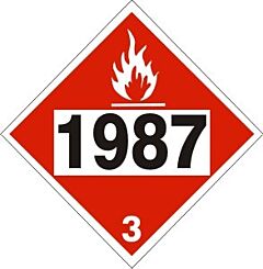 Safehouse Signs 1987 Alcohol, Denatured Alcohol - Class 3 Placard, 10.75, Rigid Vinyl