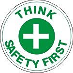 Safehouse Signs Think Safety First With Cross Picto Floor Decal, 17?, Anti-Slip
