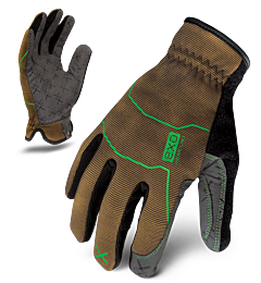 Ironclad Exo2-Pug-02-S Exo Utility Gloves, Synthetic Suede Palm, Brown, Size Small