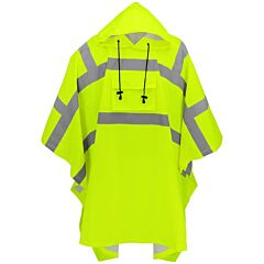 Global Glove Frogwear Glo-850 Hi-Vis Yellow/Green Polyester Rain Poncho, Class 3, Size One Size