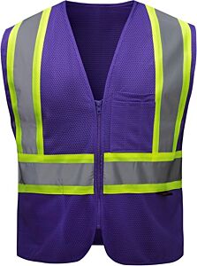Gss Safety 3137 Enhanced Visibility Multi, Colored Two Tone Safety Vest, Purple
