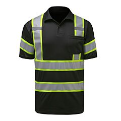 Gss Safety 5019 Non-Ansi Two Tone Short Sleeve Polo Shirt, Black
