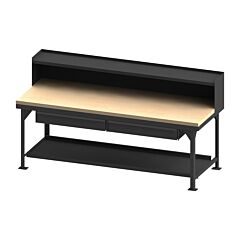Durham Hdwbmt3696Rs2Dr95 Heavy Duty Workbench, Maple Top, 2 Drawers, With Riser