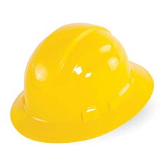Global Glove Bullhead Safety Hh-F1-Y Yellow Unvented Full Brim Style Hard Hat With Six-Point Ratchet Suspension, One Size