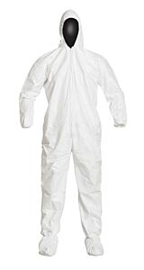Dupont Ic105S-4X-Cs Isoclean White Serged Seam With Attached Hood Front Zipper Elastic Wrist And Ankle Attached Boot 25/Ca Clean/Sterile, 4X-Large