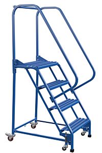 Vestil Lad-Pw-26-4-G Steel Standard Slope Ladder 58 Degree 4 Grip Strut 23-9/16" Step 350 Lb. Capacity, Blue