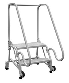 Vestil Lad-Trn-60-2-Fda Steel Tip N Roll Fda Compliant Ladder 58 Degree 2 Grip Strut 24 In Step Width 350 Lb. Capacity, White