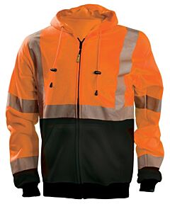Occunomix Lux-Hzswtbx-O2X Black Bottom X Back Hoodie, Zip Front, Orange, Size 2X-Large