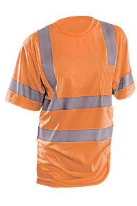 Occunomix Lux-Ssetp3B-O5X Wicking Birdseye T-Shirt W/Pocket, Birdseye, Orange, Class 3, Size 5X-Large