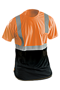 Occunomix Lux-Ssetpbk-O4X 4X Ansi Tshirt W/Pkt: Org/Blk, Orange