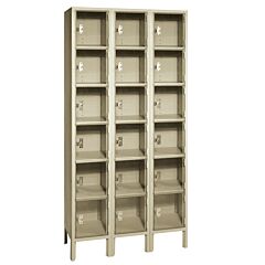 Lyon Pp53623Pc Six Tier 12" W X 18" D X 78" H Clearsight Clear Front Locker 3 Wide - Unassembled, Color: Putty