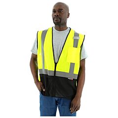 Majestic 75-3213 Black Bottom Vest Mesh Hv-Lime W/Pocket