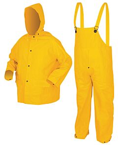 Mcr Safety 2403X2 Classic Plus, .35Mm, Pvc/Poly, Suit, 3 Pc, Cor Collar, Yellow, 1/Each