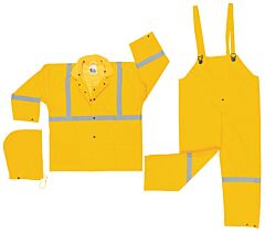 Mcr Safety 2403Rl Luminator, .35Mm, Pvc/Poly, Suit, 3 Pc, W/Reflective Tape, Yellow, 1/Each