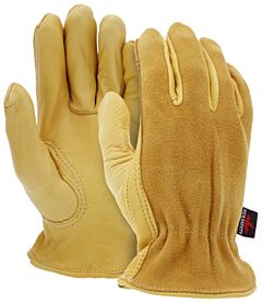 Mcr Safety 3505L Gloves, Select Grade Grain Deerskin Driver, Split Back, Keystone Thumb, Size Large