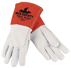 Mcr Safety 4840S Gloves, Red Ram Premium Grain Goatskin Migtig, Straight Thumb, 5" Russet Split Bell Cow Cuff, Size Small, 1/Pair