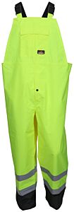 Mcr Safety 508Sbpm "Luminator", .25Mm, Poly/Pu, Class E Waist Pant, Metal Snap Fly Front, High Bib Pocket, Elastic Suspenders, Size Medium