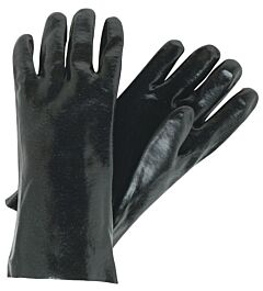 Mcr Safety 6212 Gloves, Black Pvc, Smooth Finish, Interlock Lined, 12"