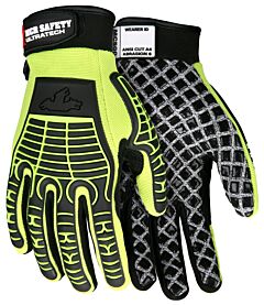Mcr Safety Mc500S Ultratech Gloves 10 Gauge Hppe/Synthetic Liner With Brushed Nylon, Silicone Blocks, Lime Spandex Back, Black Tpr Back Of Fingers And Hand, Size Small