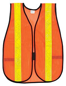 Mcr Safety V231R Poly, Mesh Safety Vest, 2" Lime Stripe,