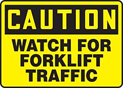 Accuform Mvhr633Vs Safety Sign, 10" X 14", Caution Watch For Forklift Traffic, Adhesive Vinyl, 1/Each