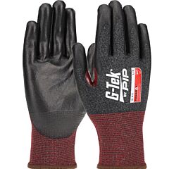 G-Tek 16-871/M Seamless Knit Polykor? Blended Glove With Posigrip Max Coating With Reinforced Thumb Crotch - 21 Gauge - Touchscreen Compatible, Red/Black, Size Medium