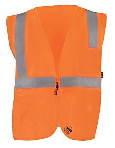 Occunomix Tse-Isz-O2X Self Extinguishing Solid Single Stripe Safety Vest, Orange, Size 2X-Large