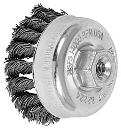 Pferd 82224 Knot Cup Brushes, External Nut, Single Row - Standard Twist, Carbon Steel Wire - 2-3/4" To 3-1/2" Diameter