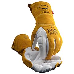 Caiman 1540-3 Premium Goat Grain Unlined Palm Tig/Multi-Task Welding Gloves, Gold, Size Small