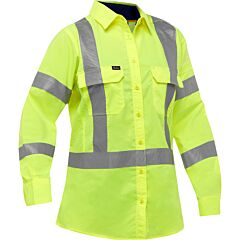 Bisley 313W6490X-O/M Ansi Type R Class 3 Csa Z96 X-Back Women'S Airflow Button Down Long Sleeve Shirt, Orange, Size Medium