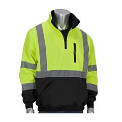 Pip 323-1330B Ansi Type R Class 3 1/4 Zip Pullover Sweatshirt With Black Bottom, Hi-Viz