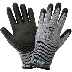 Global Glove Samurai Glove Pug-913 Cut Resistant, Salt-And-Pepper 13-Gauge Tuffalene? Platinum Polyurethane Coated Gloves, Cut Level A4