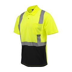 Radians St12B Shirt 2? Premium Heat Transferred, Stretchable Reflective Tape, 1 Horizontal Stripe, Left Chest Pocket, Color Blocking At Bottom Hi-Vis