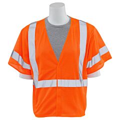 Erb 14558 Aware Wear S662 Type R, Class 3, No Pockets Mesh Safety Vest, Orange, Medium