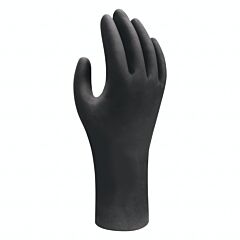 Showa 6112Pfl Biodegradable Disposable Powder Free Nitrile Gloves, Bisque Fingertips, 9.5" Length, 4-Mil, Disposable Black, Size Large