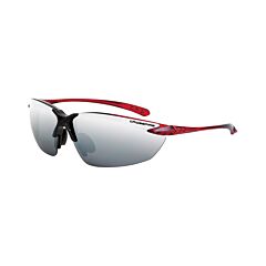 Radians 9233 Safety Glasses, Sniper, Silver Mirror Lens, Shiny Black/Burgundy Red Frame