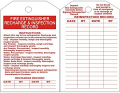 Safehouse Signs Fire Extinguisher Recharge And Inspection Tags, 6" X 3", Rigid Vinyl