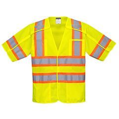 Portwest Us382 Kobuk Breakaway Vest, Class 3, Yellow, Size 2X-Large