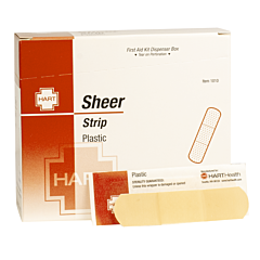 Hart Health 1010 Sheer Adhesive Bandage, Strip, 3/4" X 3", 100/Box (Must Purchase In Multiples Of 12)